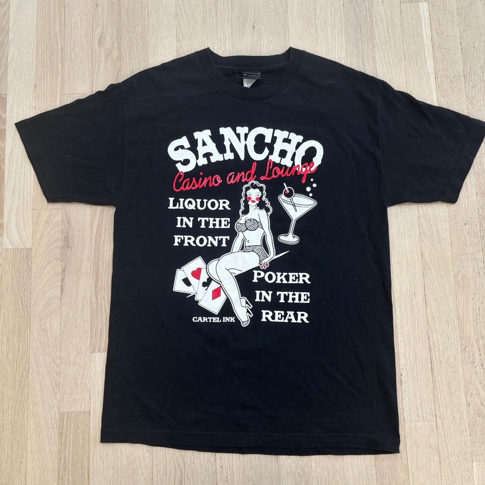 Cartel Ink T-Shirt Mens Large Black Excellent Sancho Casino Pinup Graphic